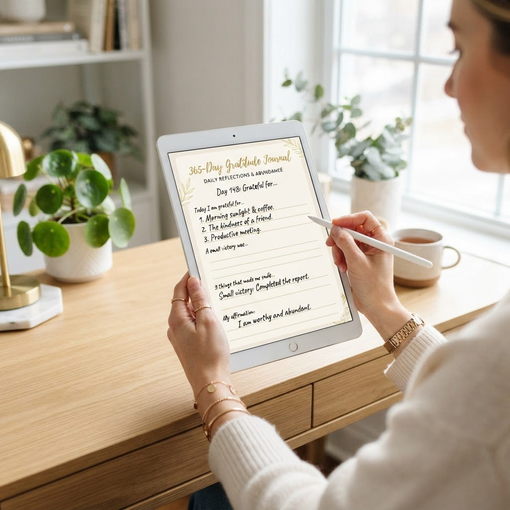 Digital preview of 365-Day Gratitude Journal - Digital Download on device