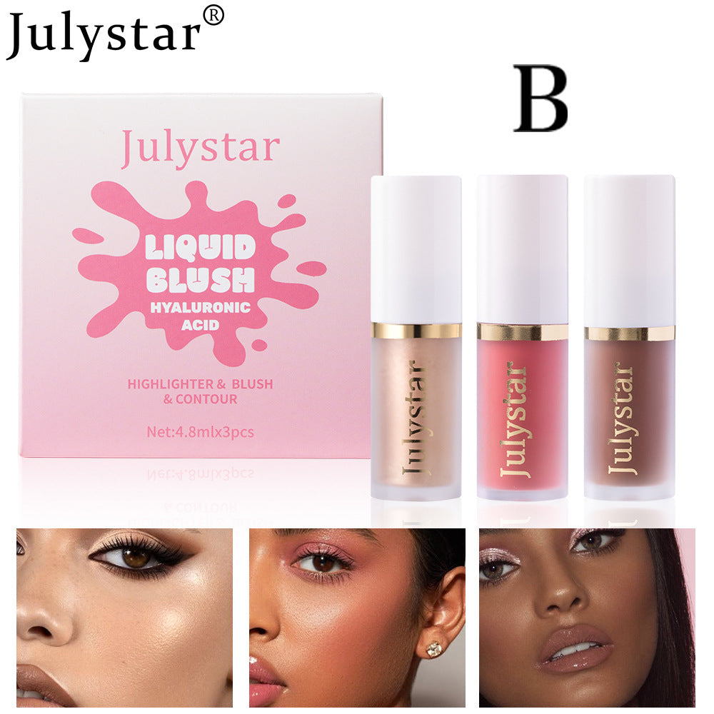 Facial Rouge Powder Blusher Lotion Lasting Pearly Lips