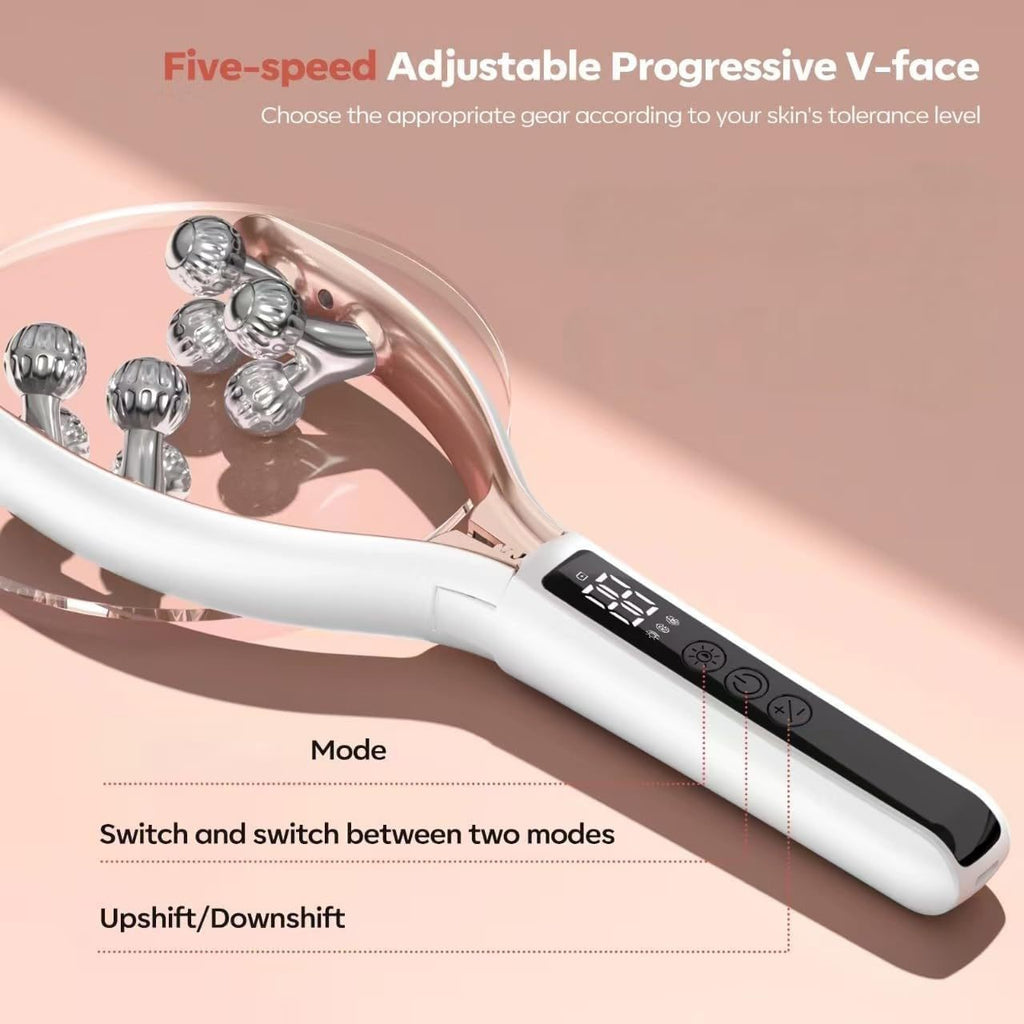 V-Shaped Face Contour Massager EMS Microcurrent Roller With LED Light  Multi-Purpose Beauty Tool For Daily Skin Care
