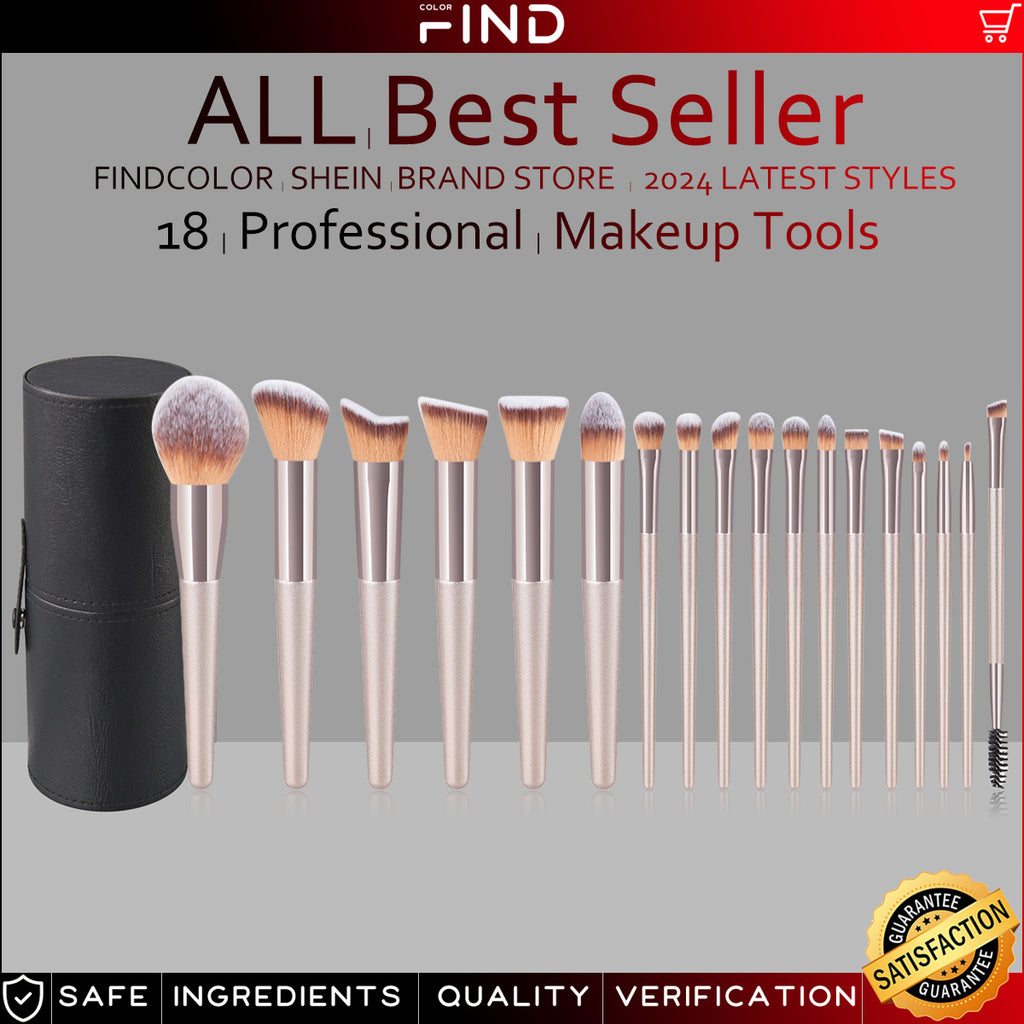 20-Piece Champagne-Colored Makeup Brush Set