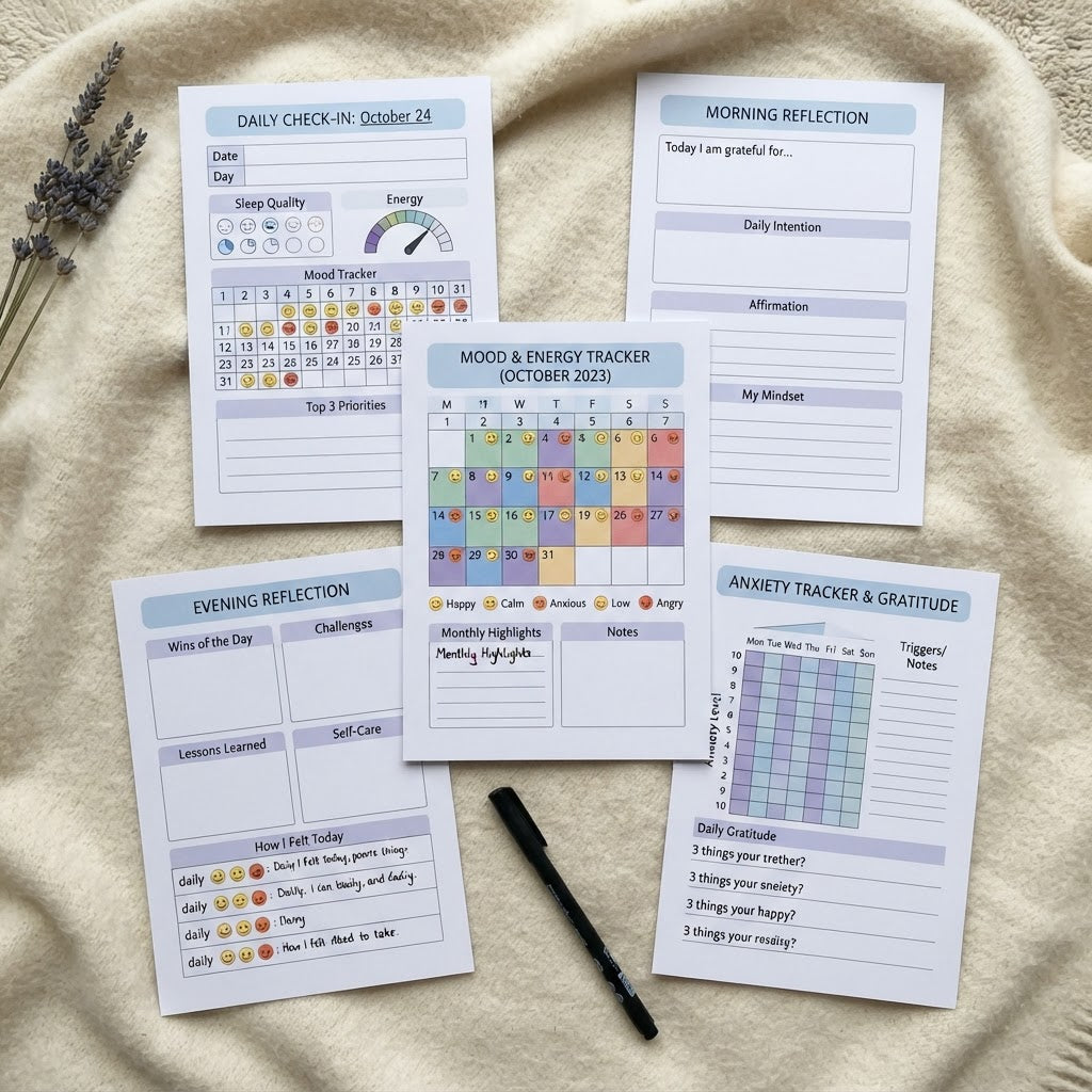 Mood & Mental Health Journal interior pages preview
