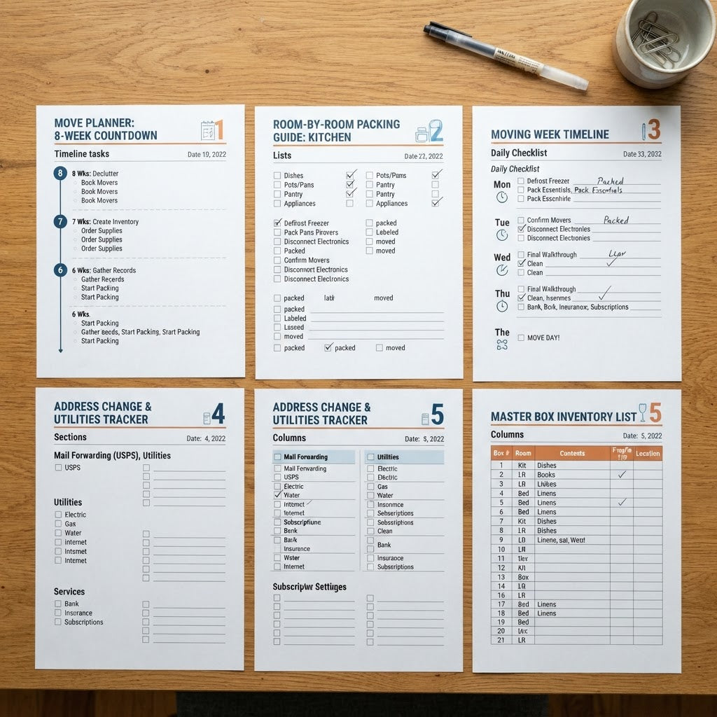 Moving Checklist interior pages preview