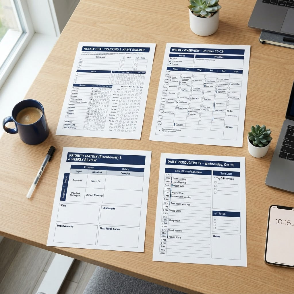 Productivity Planner interior pages preview