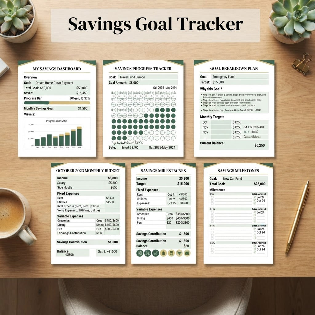 Savings Goal Tracker interior pages preview