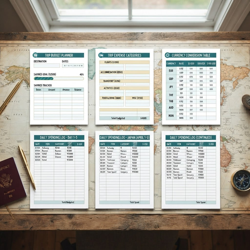 Travel Budget Planner interior pages