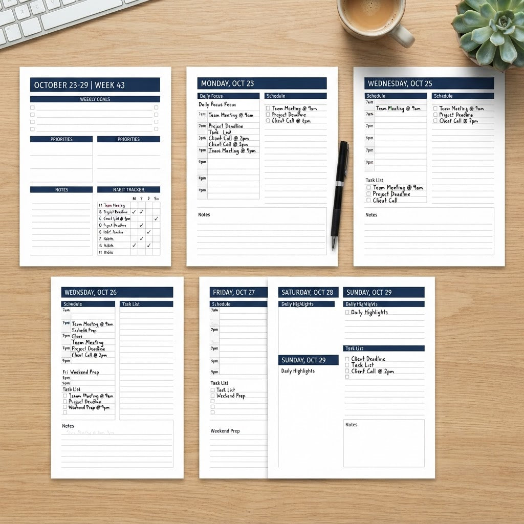 Weekly Planner interior pages