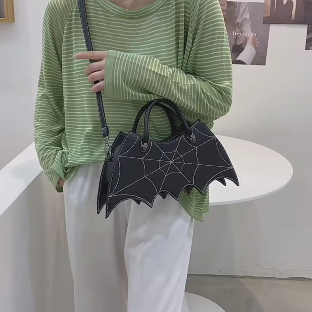 Halloween Spider Web Shape Shoulder Bags Personality Batgirl Tide Pu Handbags Fashoin Messenger Crossbody Bag