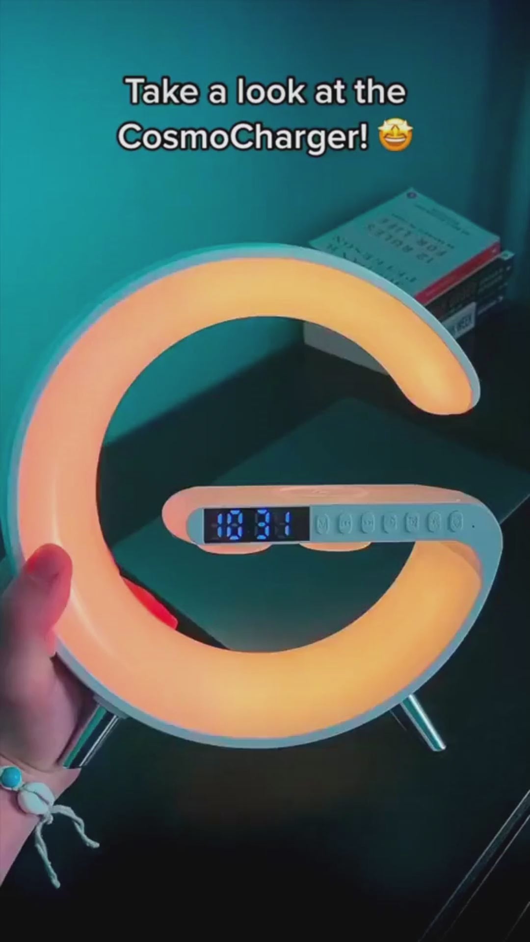 New Intelligent G Shaped LED Lamp Bluetooth Speake Wireless Charger Atmosphere Lamp App Control For Bedroom Home Decor