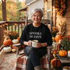 Spooky Season Sweatshirt on older model - lifestyle
